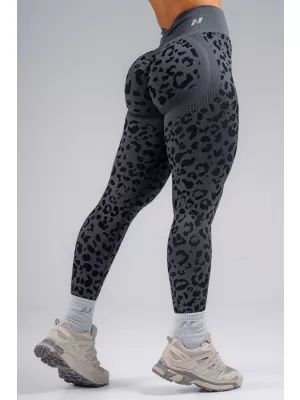 Kompresní push-up legíny s leopardím vzorem NEBBIA PRIMAL 849 BLACK LEOPARD