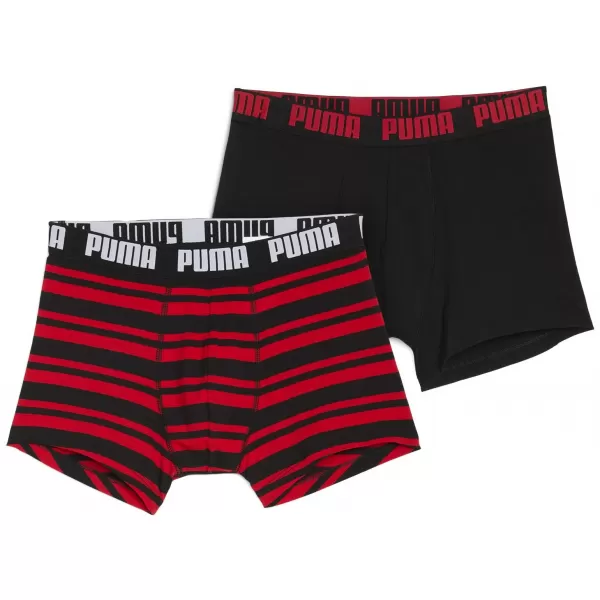  Pánské boxerky PUMA MEN EVERYDAY HERITAGE STRIPE BOXER 93832605 RED/BLACK 
