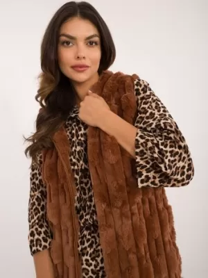 Dámská vesta WOOL FASHION ITALIA AT-KZ-2368-1.13 LIGHT BROWN