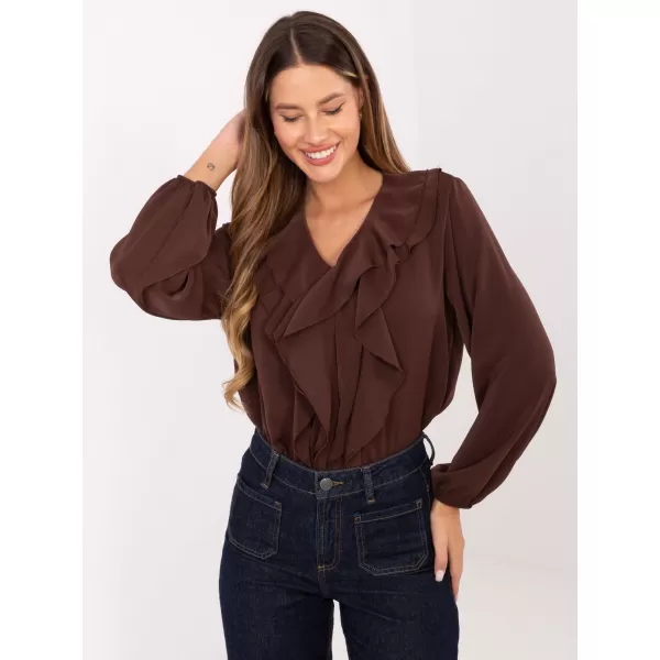  Dámská halenka RUE PARIS MI-BZ-3261.23 DARK BROWN 