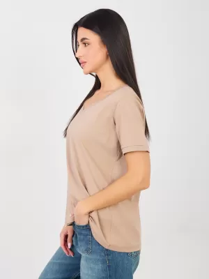 Dámské tričko RUE PARIS RV-TS-A1094.45 DARK BEIGE