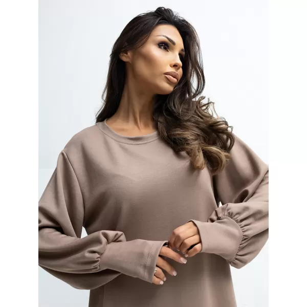  Dámské šaty RUE PARIS RV-SK-A1059.17 DARK BEIGE 