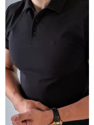 Pánské trička NEBBIA MIKE MUSCLE FIT POLO 157 BLACK