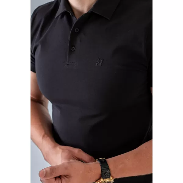 Pánské trička NEBBIA MIKE MUSCLE FIT POLO 157 BLACK 