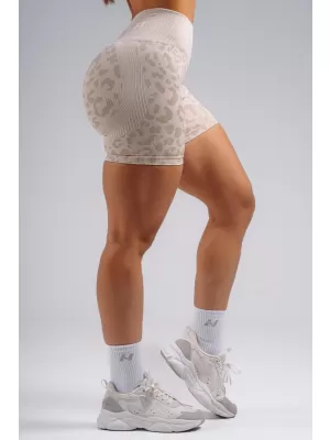 Kompresní push-up šortky s leopardím vzorem NEBBIA PRIMAL 856 CREAM LEOPARD