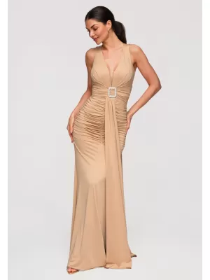Dámské šaty LARICA LA-OM-DLR347 BEIGE