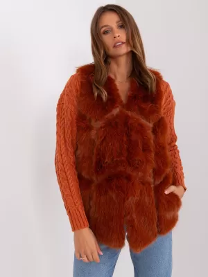 Dámská vesta WOOL FASHION ITALIA AT-KZ-2375.00P DARK ORANGE