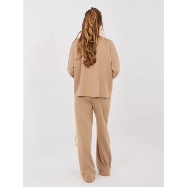  Dámská tepláková souprava RUE PARIS IT-KMPL-22220.25 DARK BEIGE 