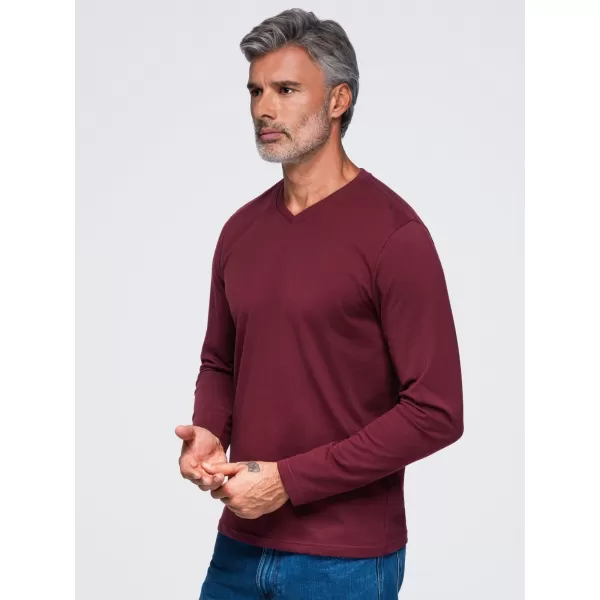  Pánské tričko OMBRE OM-LSBL-0143 BURGUNDY 