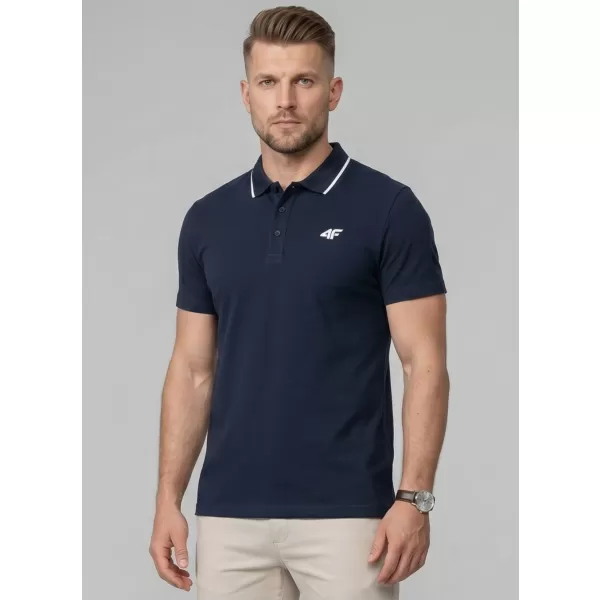  Pánské triko s límečkem 4F 4FWMM00TPTSM0773 NAVY 