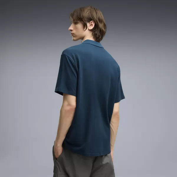  Pánské triko s límečkem PUMA WARDROBE ESS PIQUE RELAXED POLO 62965736 MIDNIGHT PETROL 