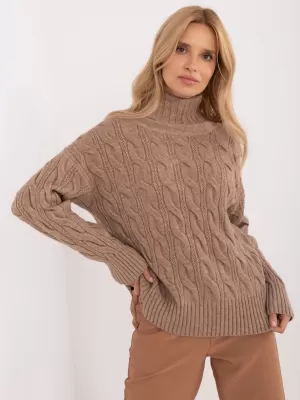 Dámský svetr WOOL FASHION ITALIA AT-SW-23445.00 DARK BEIGE