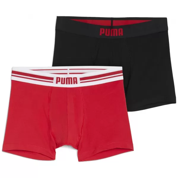  Pánské boxerky PUMA MEN EVERYDAY PLACED LOGO BOXER 2P 93847605 RED/BLACK 