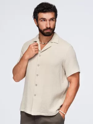 Pánská košile OMBRE OM-SHSS-0223 BEIGE