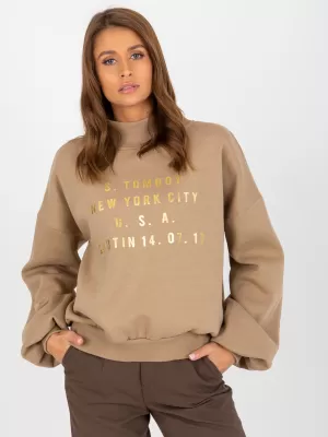 Dámská mikina EX MODA EM-BL-643.39X DARK BEIGE