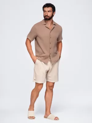 Pánská košile OMBRE OM-SHSS-0223 LIGHT BROWN