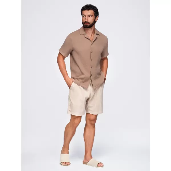  Pánská košile OMBRE OM-SHSS-0223 LIGHT BROWN 