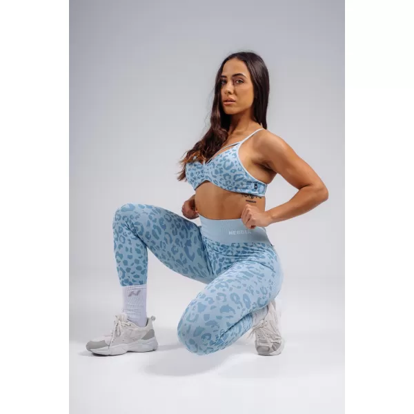 Kompresní push-up legíny s leopardím vzorem NEBBIA PRIMAL 849 BLUE LEOPARD 