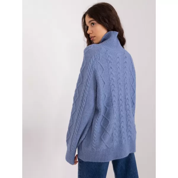  Dámský copánkový rolák WOOL FASHION ITALIA AT-SW-2355-2.30X DARK BLUE 