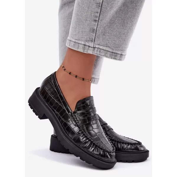  Dámské mokasíny BOTO D-243 BLACK EMBOSSED 