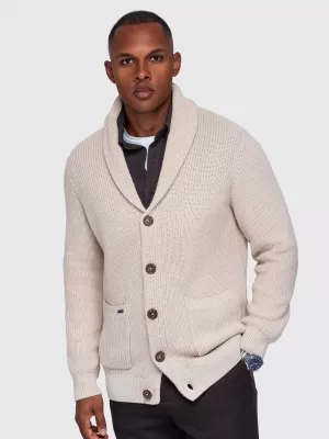 Pánský kardigan OMBRE OM-SWCD-0200 BEIGE