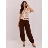 Dámské kalhoty RUE PARIS IT-SP-10368.34 DARK BROWN