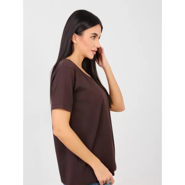  Dámské tričko RUE PARIS RV-TS-A1094.45 DARK BROWN 