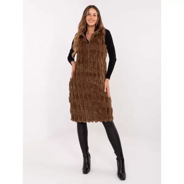  Dámská vesta WOOL FASHION ITALIA AT-KZ-2368-1.57 DARK BEIGE 