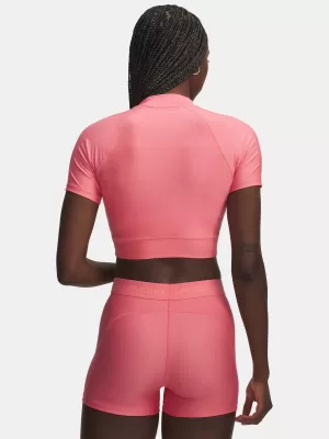 Dámské triko UNDER ARMOUR HEATGEAR CROP MOCK SS 6010006-600 RŮŽOVÁ