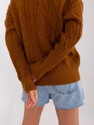 Dámský svetr WOOL FASHION ITALIA AT-SW-2335-1.68P LIGHT BROWN