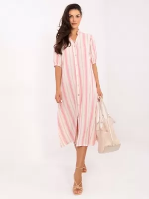 Dámské šaty OCH BELLA TW-SK-BI-2451.84 WHITE-PINK