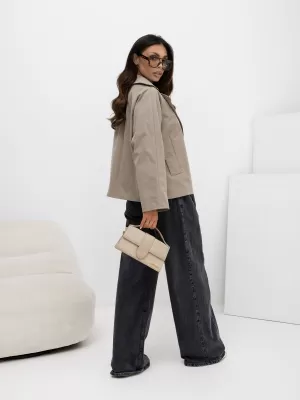 Dámský kabát RUE PARIS IT-KR-FL8897KSM.00 DARK BEIGE