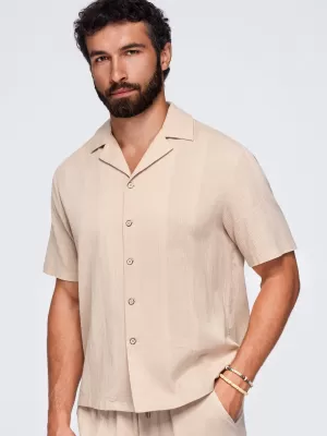 Pánská košile OMBRE OM-SHSS-0221 LIGHT BROWN