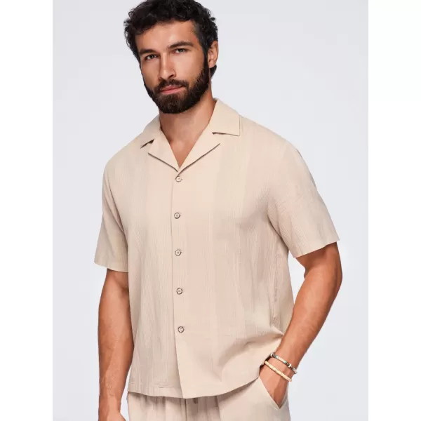  Pánská košile OMBRE OM-SHSS-0221 LIGHT BROWN 