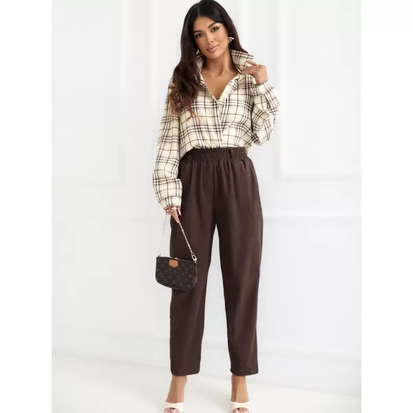  Dámské kalhoty RUE PARIS RV-SP-A1311.60 DARK BROWN 