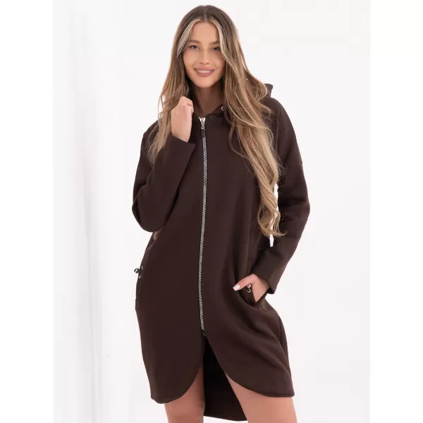  Dámská mikina RUE PARIS RV-BL-4858-1.99P DARK BROWN 