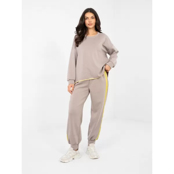  Dámská tepláková souprava RUE PARIS IT-KMPL-22216.72 DARK BEIGE 