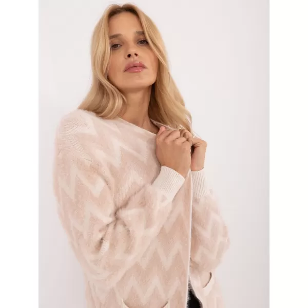  Dámský kardigan WOOL FASHION ITALIA AT-SW-2340-A.00 BEIGE 