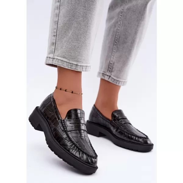  Dámské mokasíny BOTO D-243 BLACK EMBOSSED 