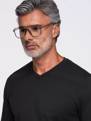 Pánské tričko OMBRE OM-LSBL-0143 BLACK