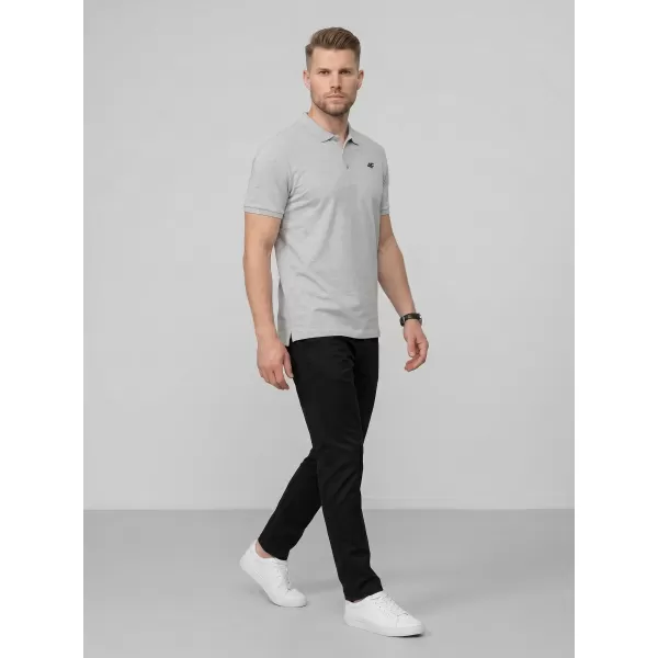  Pánské triko s límečkem 4F 4FWMM00TPTSM0770 DARK GREY MELANGE 