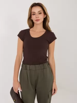 Dámské tričko RUE PARIS RV-TS-A1360.02P DARK BROWN