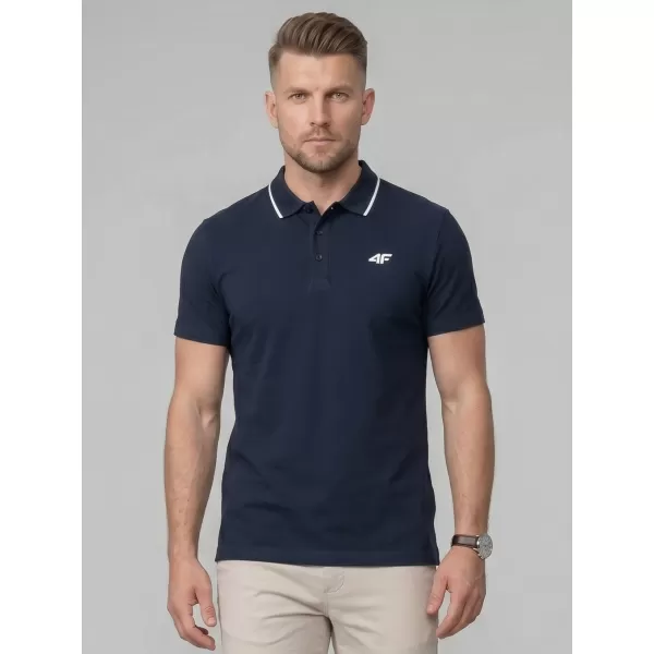  Pánské triko s límečkem 4F 4FWMM00TPTSM0773 NAVY 