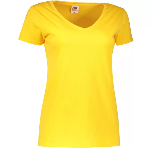  Dámské tričko FRUIT OF THE LOOM LADY FIT V-NECK  SUNFLOWER 