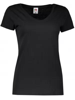 Dámské tričko FRUIT OF THE LOOM LADY FIT V-NECK BLACK