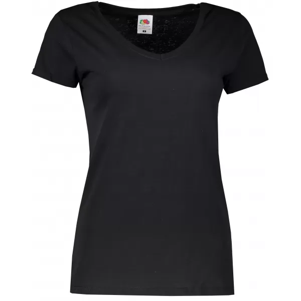  Dámské tričko FRUIT OF THE LOOM LADY FIT V-NECK BLACK 