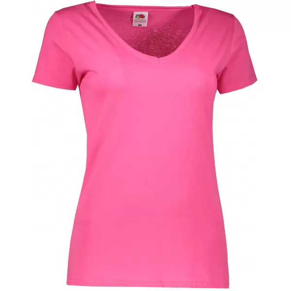  Dámské tričko FRUIT OF THE LOOM LADY FIT V-NECK  FUCHSIA 