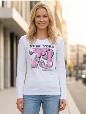 Dámské triko s dlouhým rukávem SAM 73 WT 765 BÍLÁ