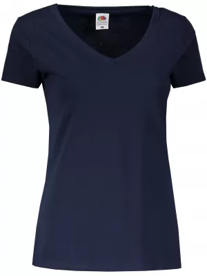 Dámské tričko FRUIT OF THE LOOM LADY FIT VALUEWEIGHT V-NECK T DEEP NAVY