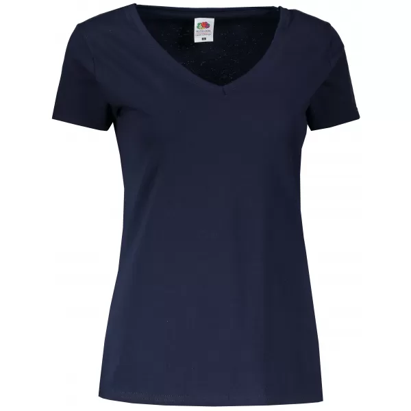  Dámské tričko FRUIT OF THE LOOM LADY FIT VALUEWEIGHT V-NECK T DEEP NAVY 